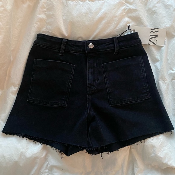 Zara High Waist Denim Shorts - Picture 1 of 3